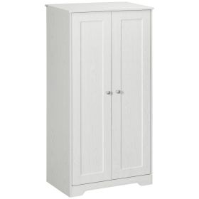 Kitchen Pantry, Freestanding Cupboard with 2 Doors, Adjustable Shelves for Living Room, Dining Room & Bedroom, White