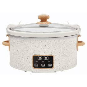 6 Qt Digital Slow Cooker with Locking Lid, Linen Speckle