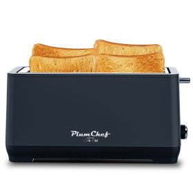 4-Slice Toaster, Extra Wide Long Slot Toaster, 6 Browning Settings, Bagel/Defrost/Reheat Functions, Removable Crumb Tray, Stainless Steel Housing