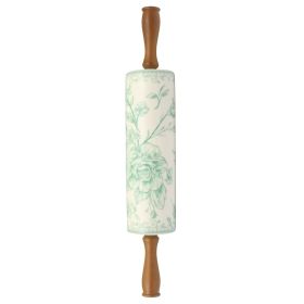 Agatha Ceramic Rolling Pin with Olivewood Handles, Green