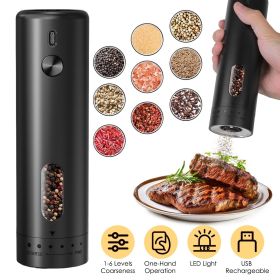 1Pc Electric Pepper Grinder USB Rechargeable Pepper Mill Automatic Salt Grinder with 6 Adjustable Coarseness LED Light 110ML/3.72OZ Container One