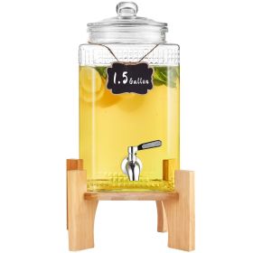 VEVOR Beverage Dispenser, 1.5 Gallon Drink Dispensers for Parties, 2PC,Glass Juice Dispenser with Stand, Stainless Steel Spigot
