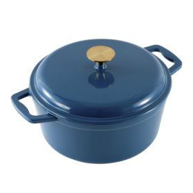 4.75QT Non-Stick Cast Iron Enamel Pot, Blue, Easy cleaning